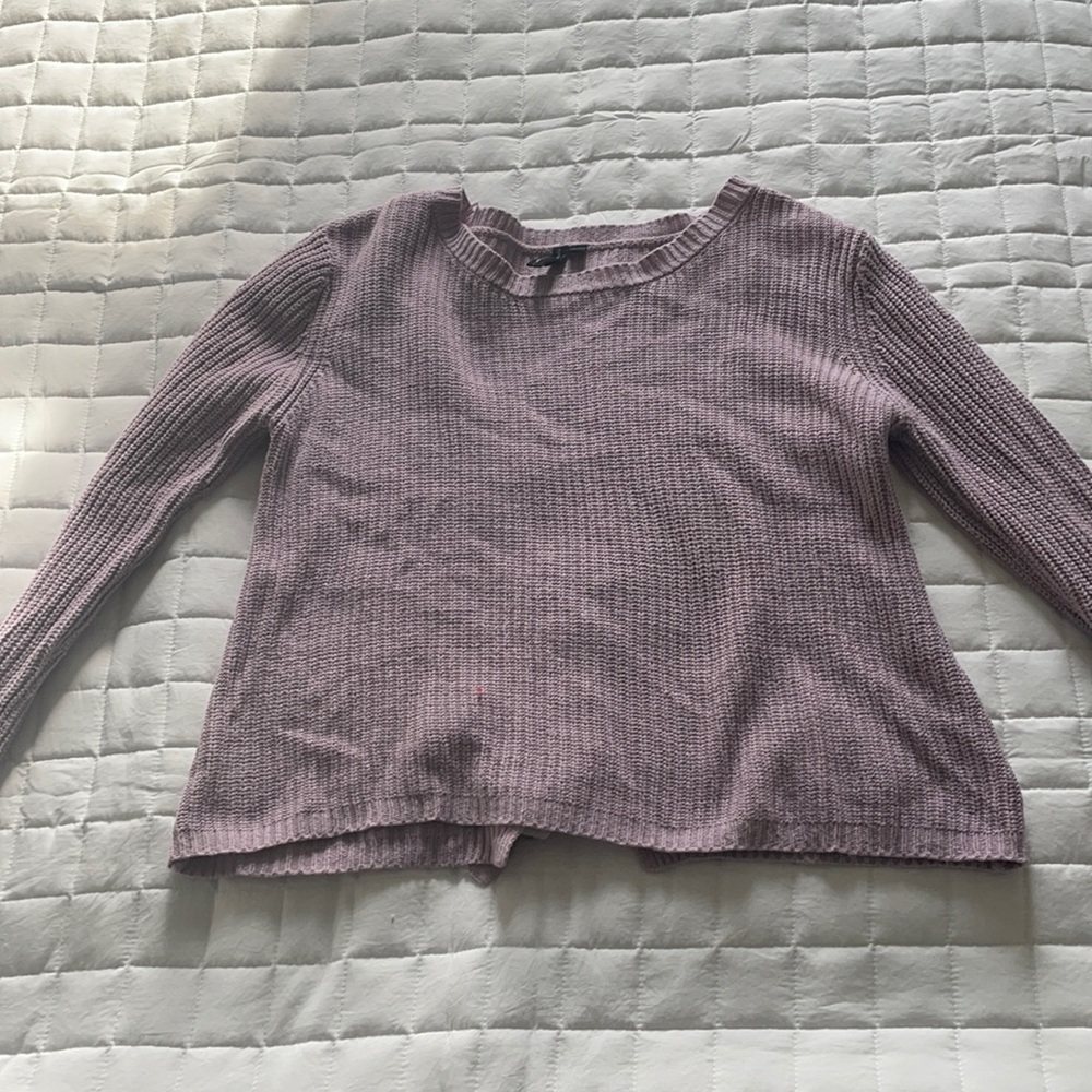 Purple sweater with braided tie back